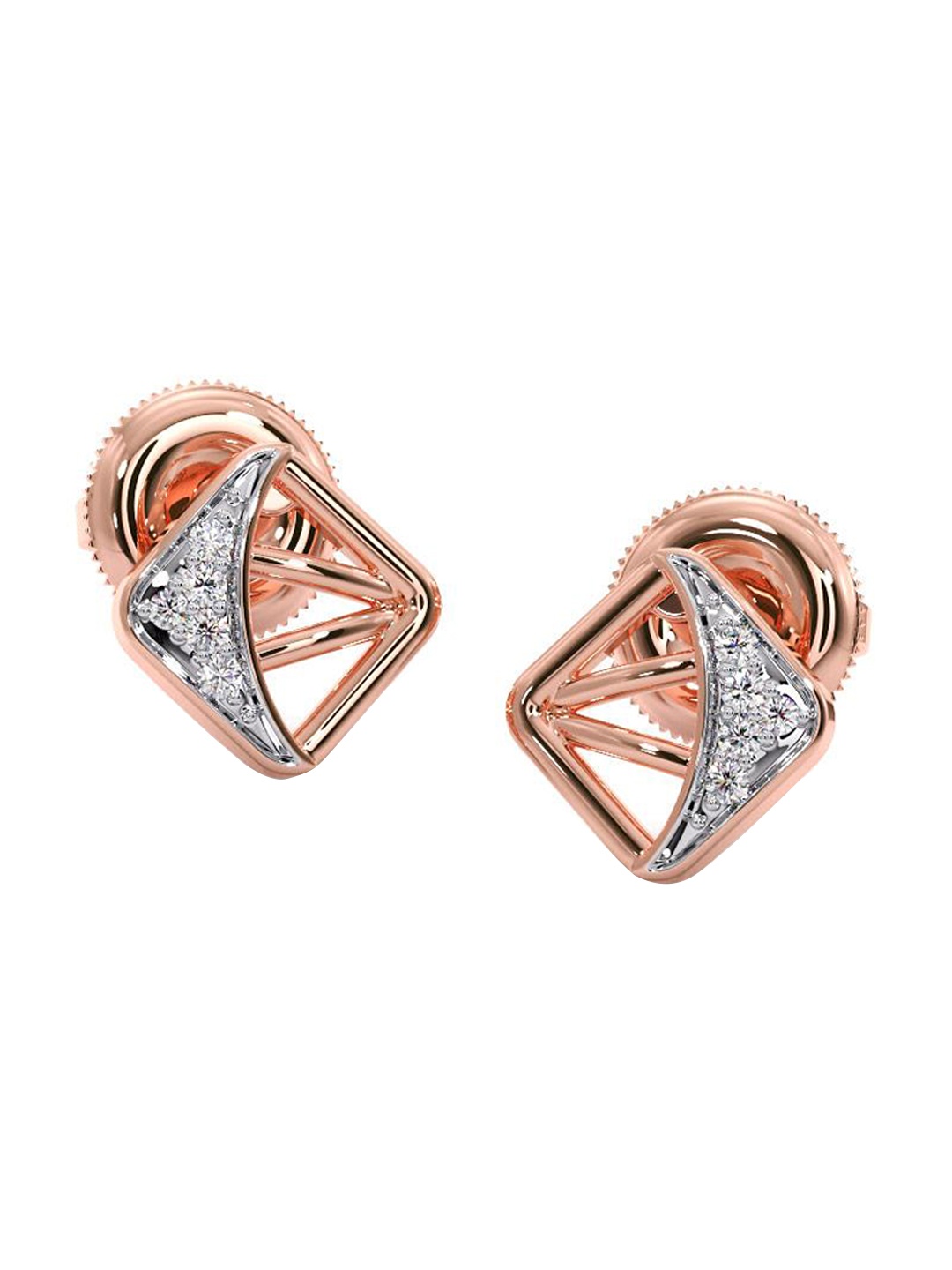 

CANDERE A KALYAN JEWELLERS COMPANY Diamond-Studded 18KT Rose Gold Stud Earrings - 1.44 g, White