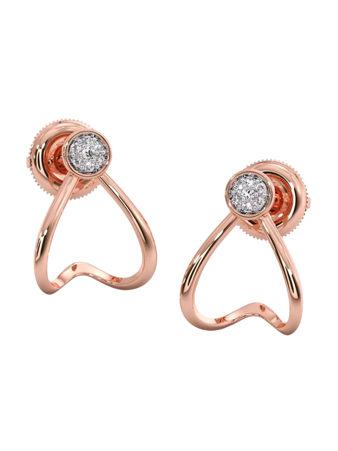 

CANDERE A KALYAN JEWELLERS COMPANY Diamond-Studded18KT Rose Gold Stud Earrings - 1.49 gm