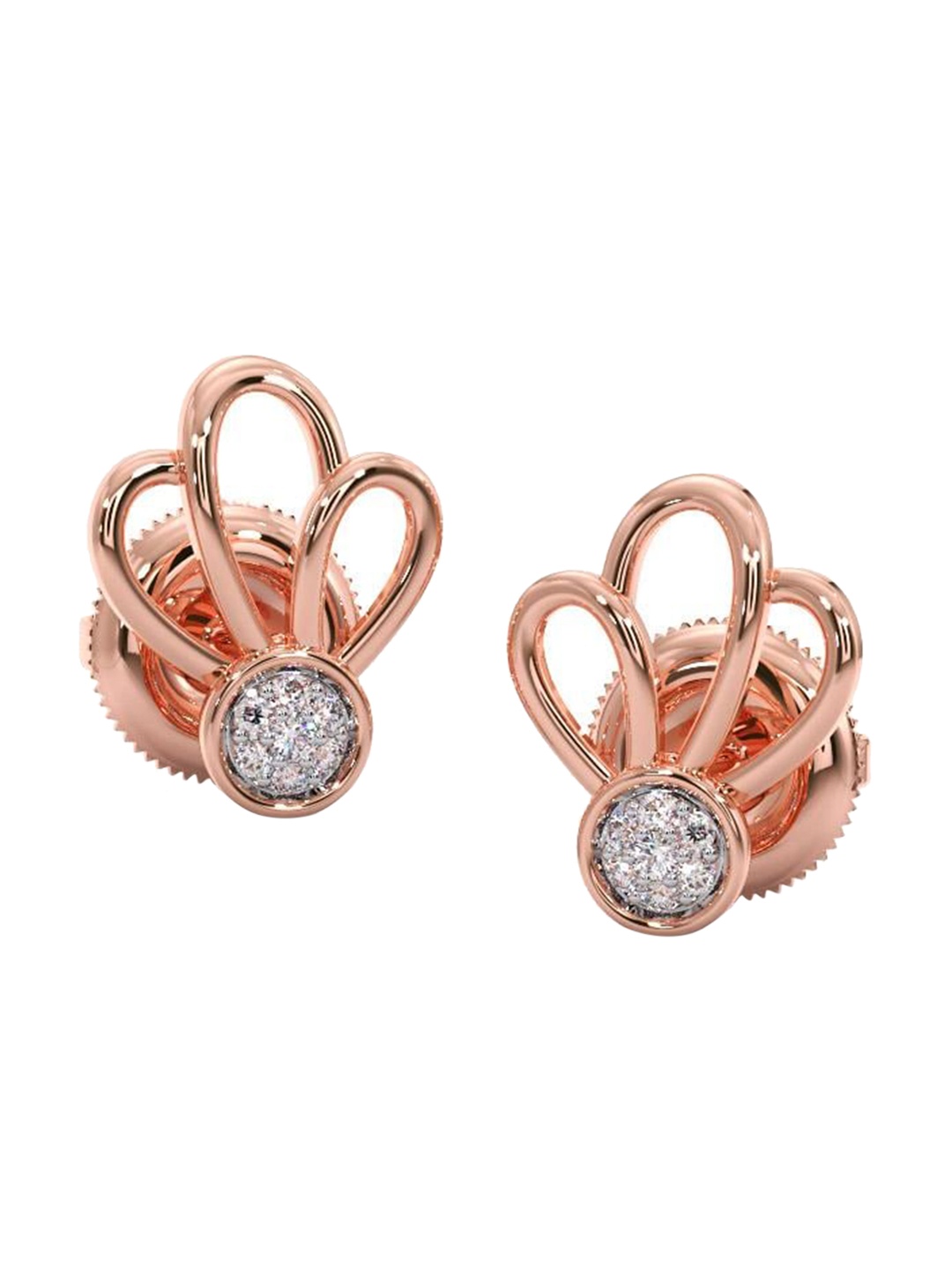 

CANDERE A KALYAN JEWELLERS COMPANY Diamond-Studded 18K Rose Gold Stud Earrings - 1.2 gm