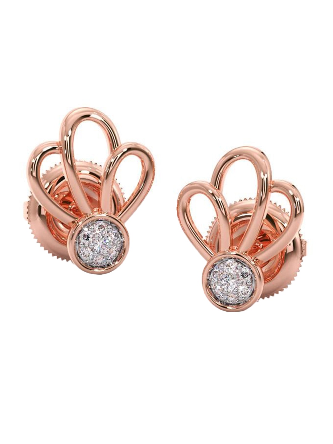 

CANDERE A KALYAN JEWELLERS COMPANY Diamond-Studded 14KT Rose Gold Stud Earrings - 1.02 gm