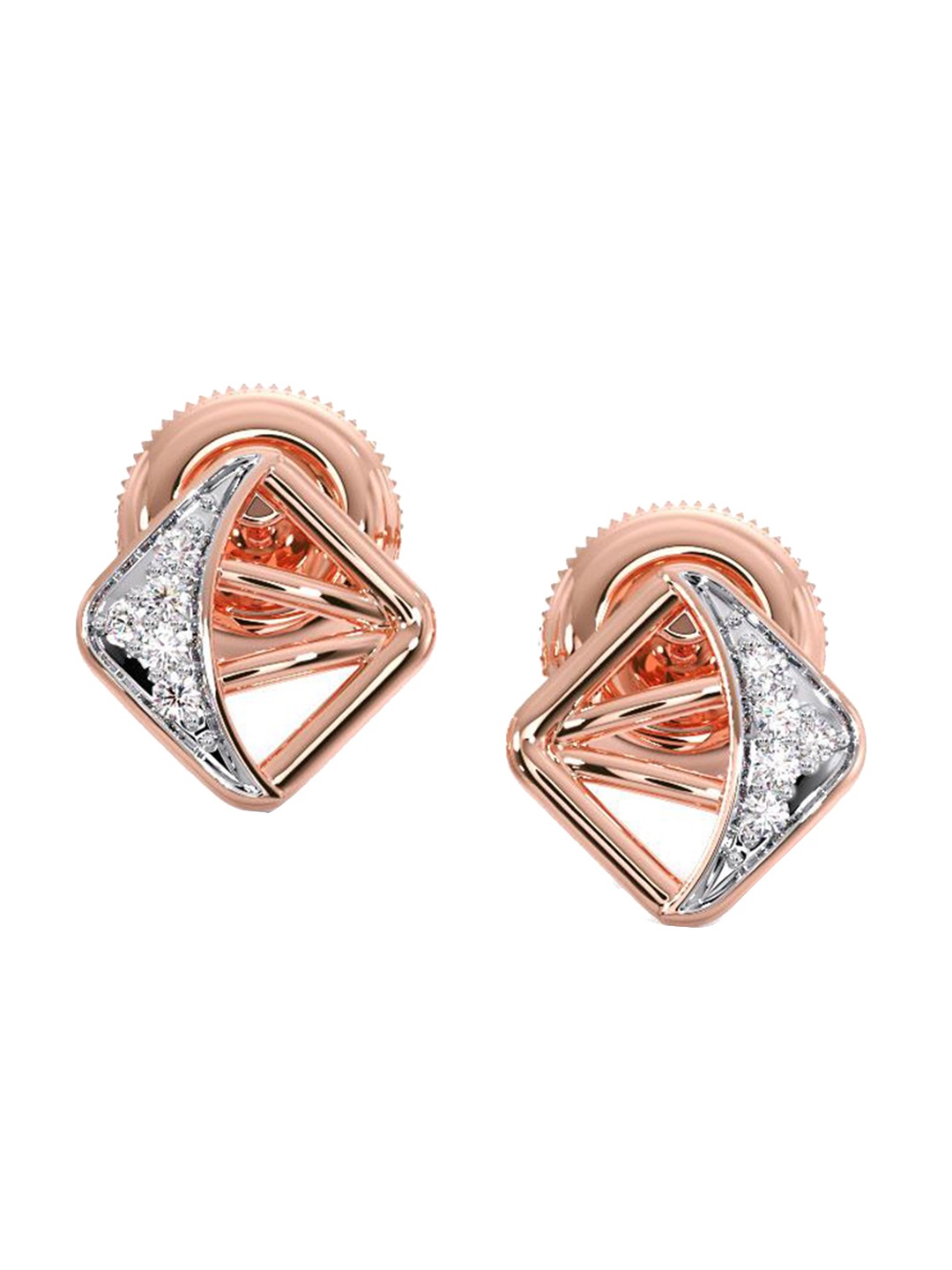 

CANDERE A KALYAN JEWELLERS COMPANY Diamond-Studded 14KT Rose Gold Stud Earrings - 1.22gm