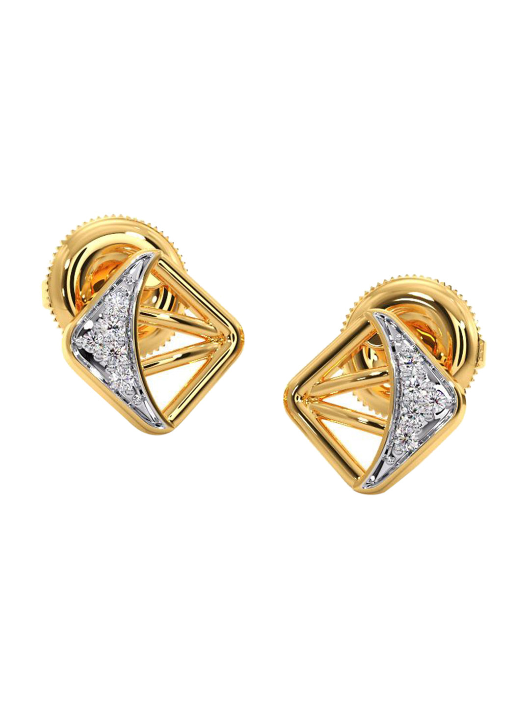 

CANDERE A KALYAN JEWELLERS COMPANY Diamond-Studded 18KT Gold Stud Earrings - 1.44gm, White