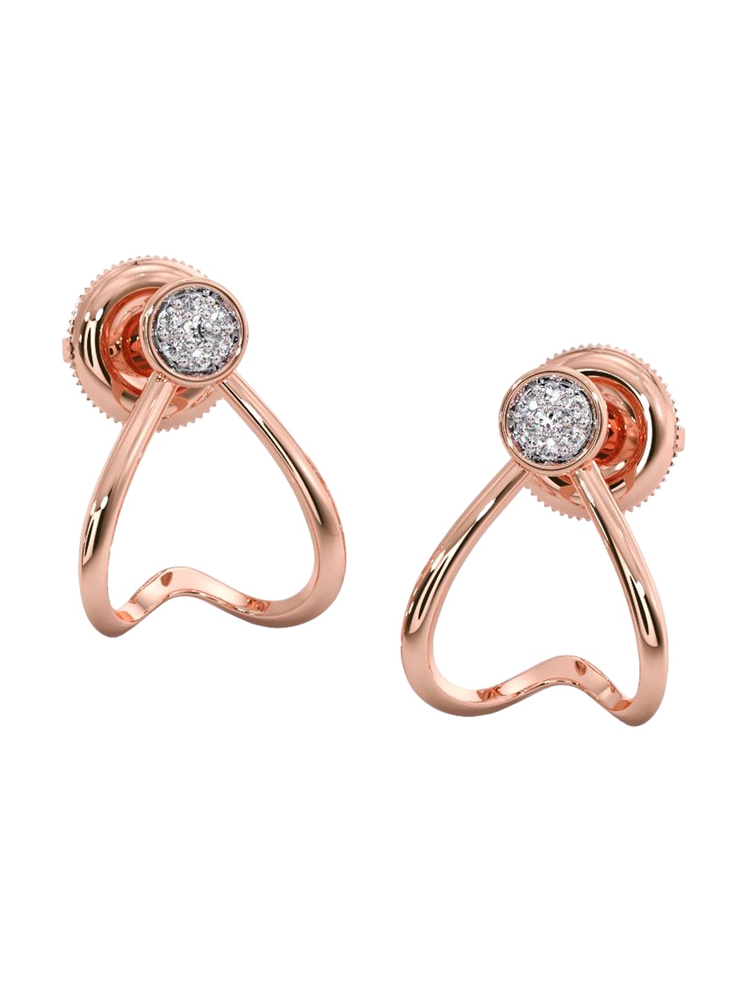 

CANDERE A KALYAN JEWELLERS COMPANY Diamond-Studded 14KT Rose Gold Stud Earrings - 1.27 g