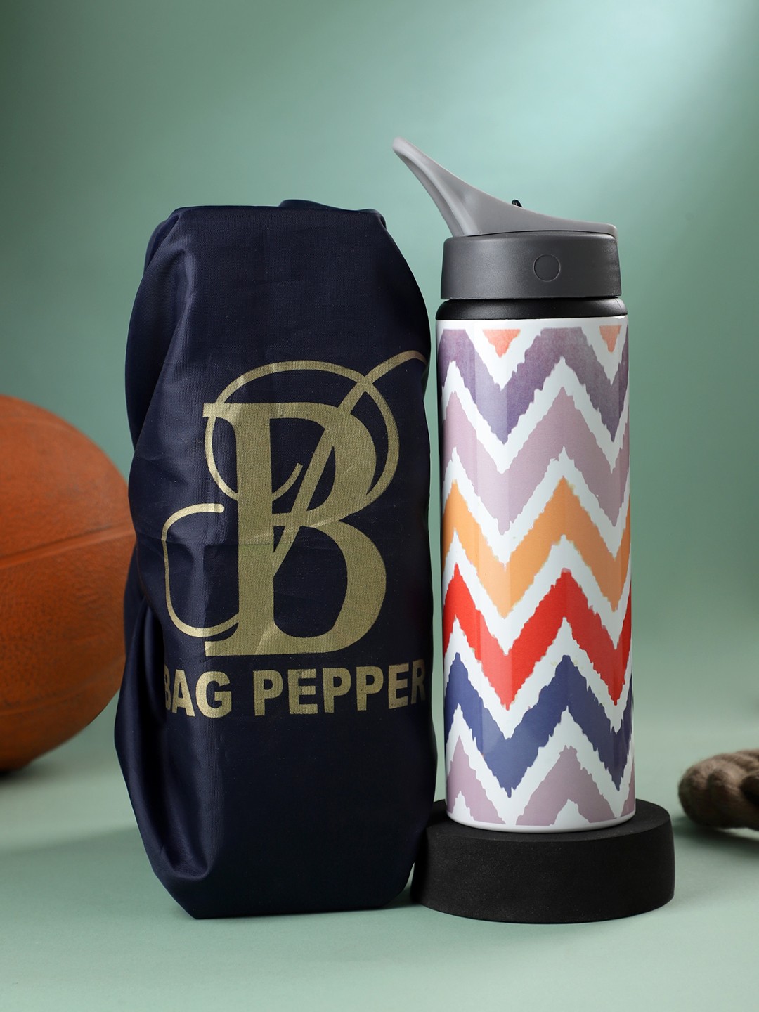 

Bag Pepper White Ikkat Printed Water Bottle With Advanced Leak Proof Protection Bag 750 ML