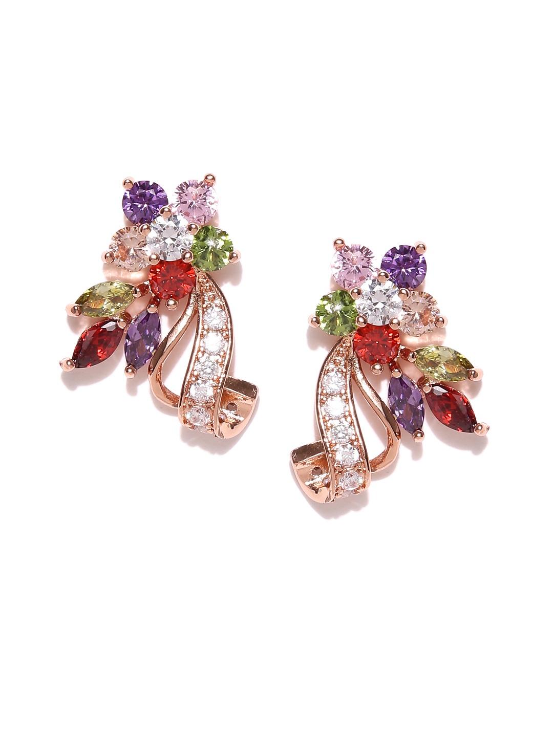 

Jewels Galaxy Multicoloured Rose Gold-Plated Handcrafted Contemporary Studs, Multi