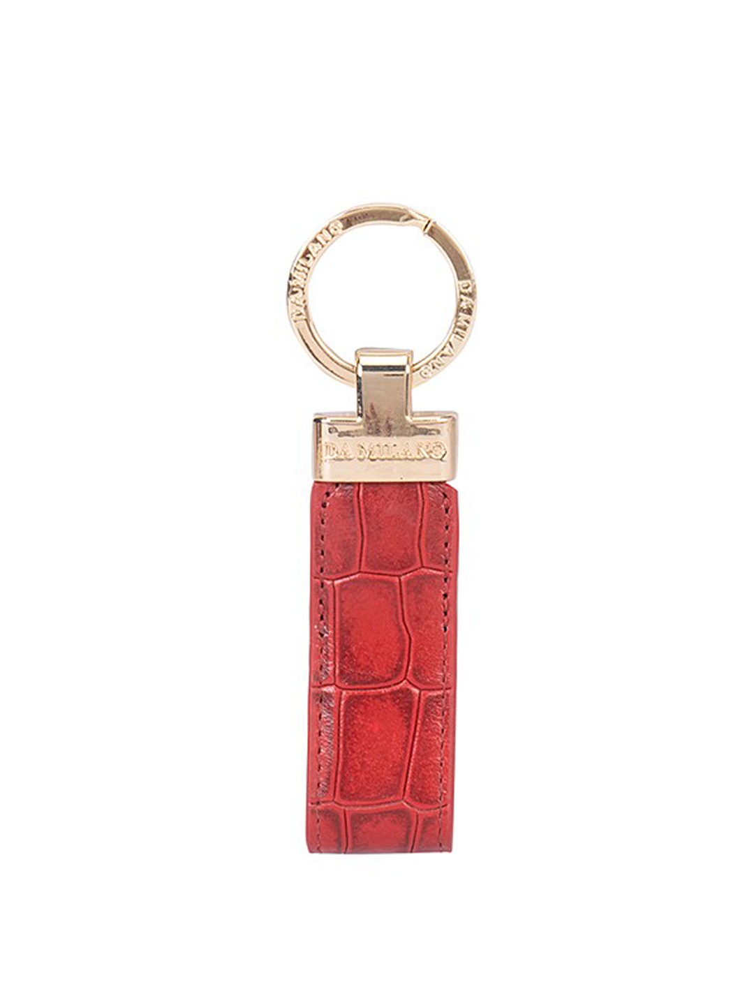

Da Milano Textured Genuine Leather Key Chain, Red