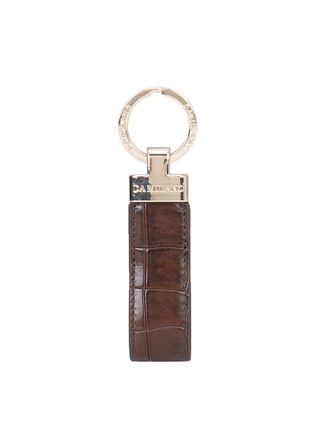 

Da Milano Textured Genuine Leather Key Chain, Brown
