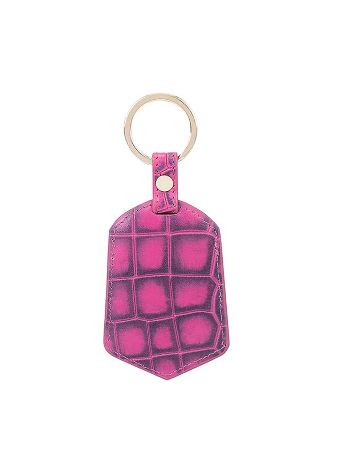 

Da Milano Textured Genuine Leather Key Chain, Pink