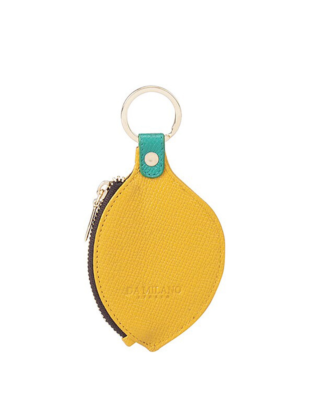 

Da Milano Textured Genuine Leather Key Chain, Yellow