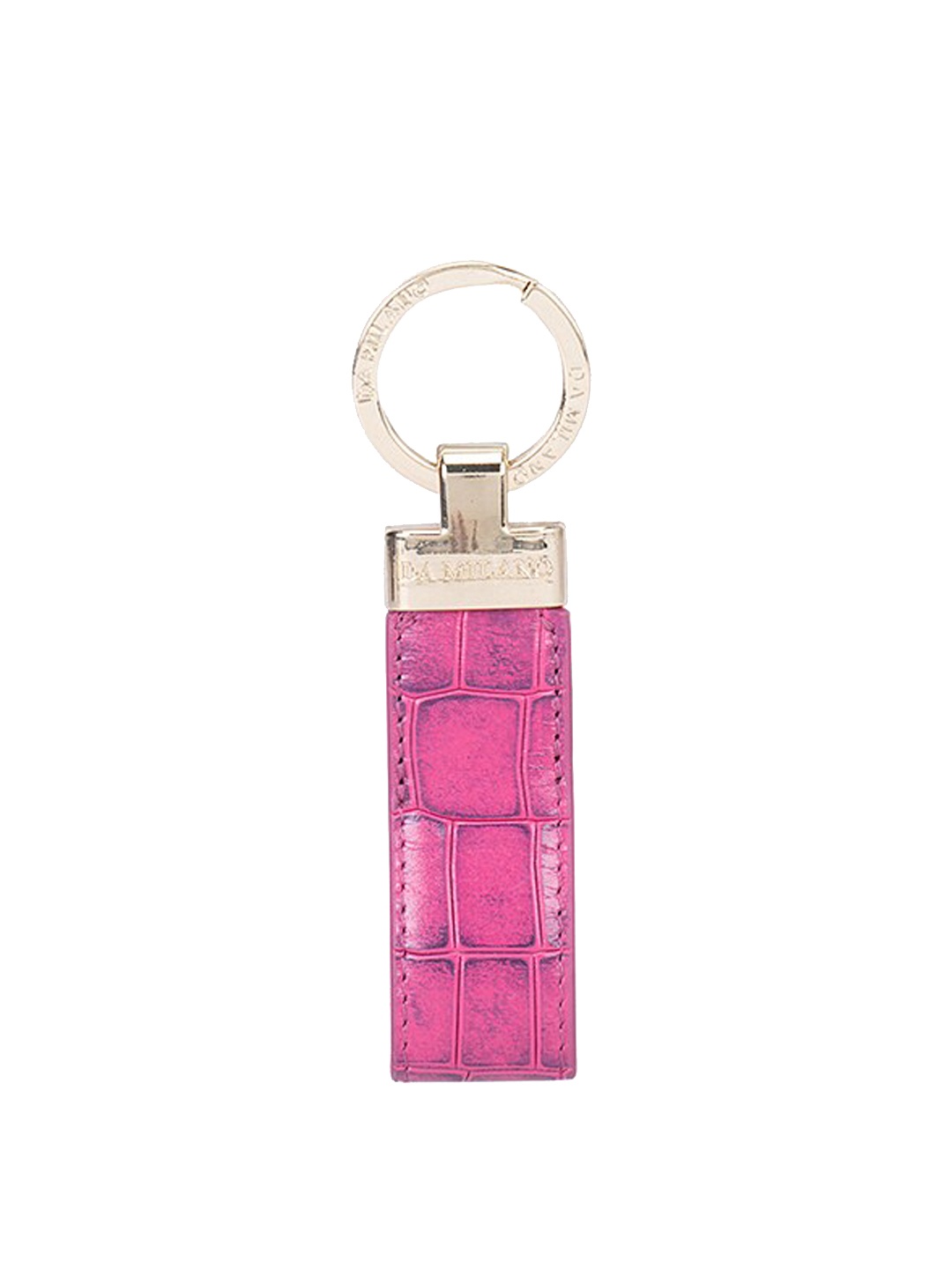 

Da Milano Textured Genuine Leather Key Chain, Pink