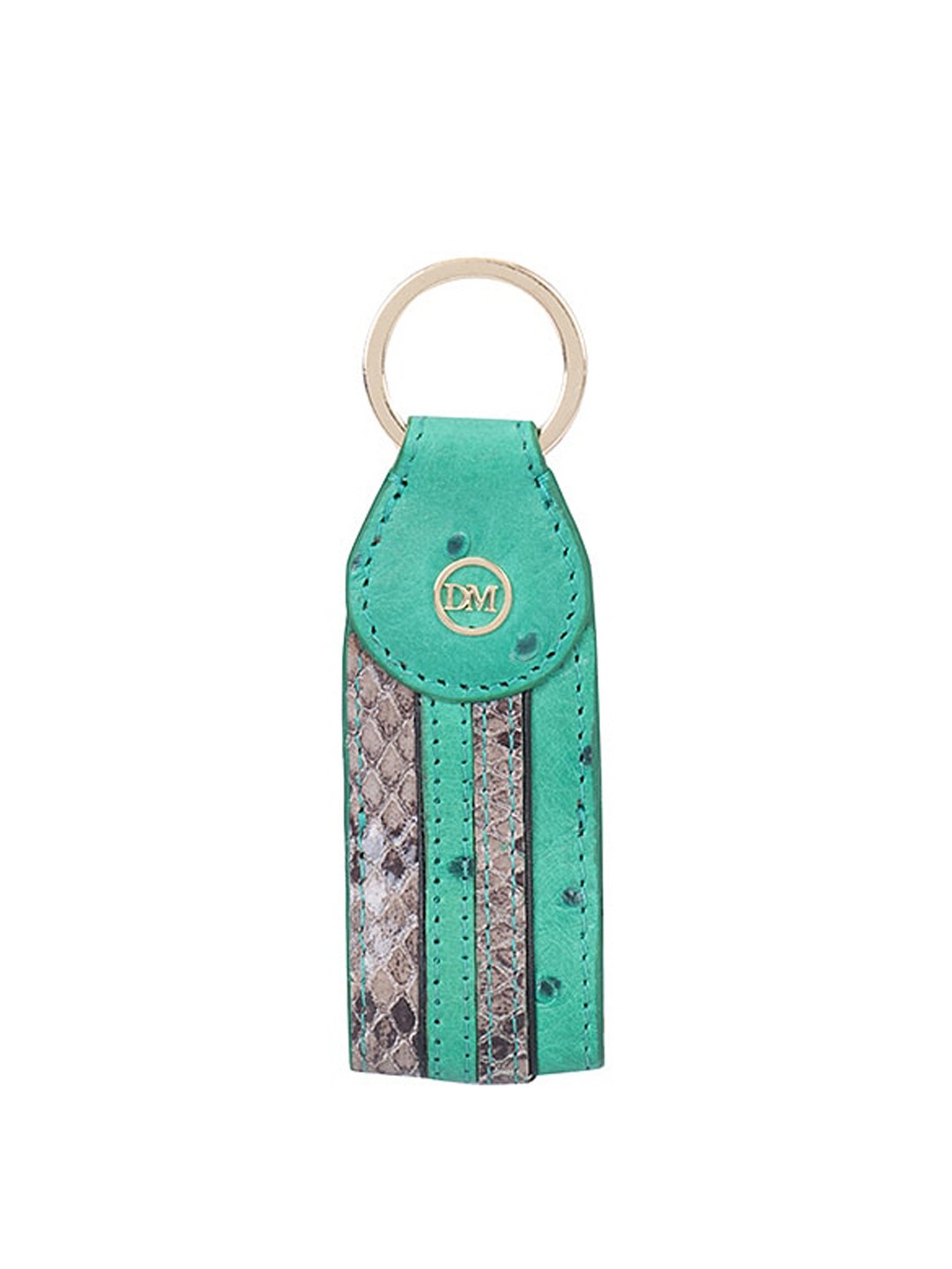

Da Milano Textured Genuine Leather Key Chain, Green