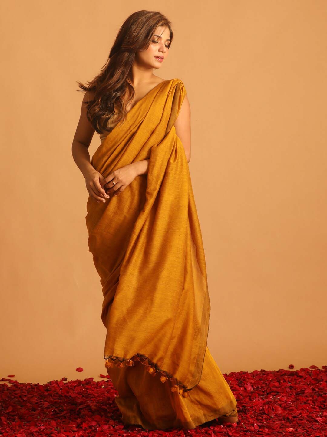 

Saranee Tassel Detailed Saree, Mustard