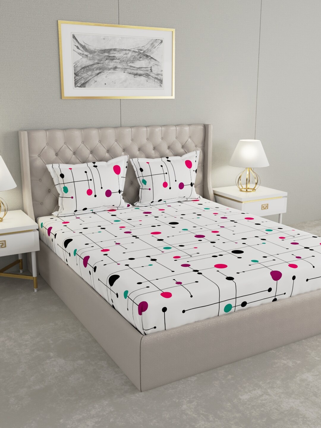 

Raymond Home White 104 TC Pure Cotton Queen Bedsheet With 2 Pillow Covers