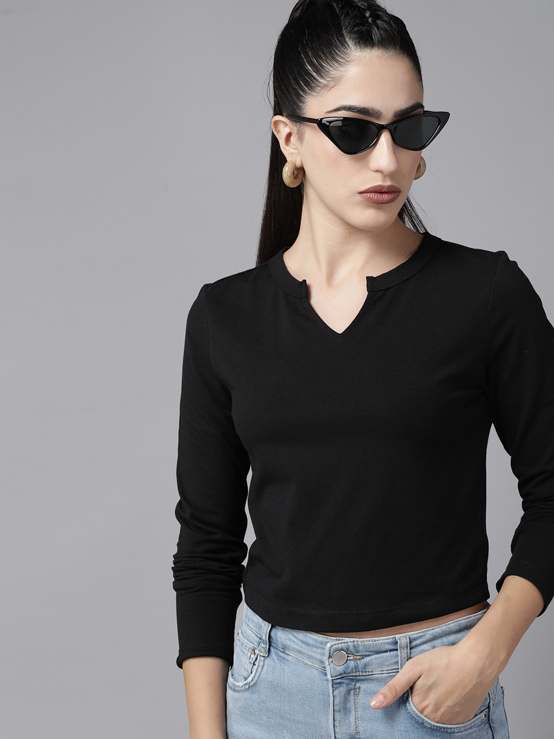 

Roadster Solid Crop Top, Black