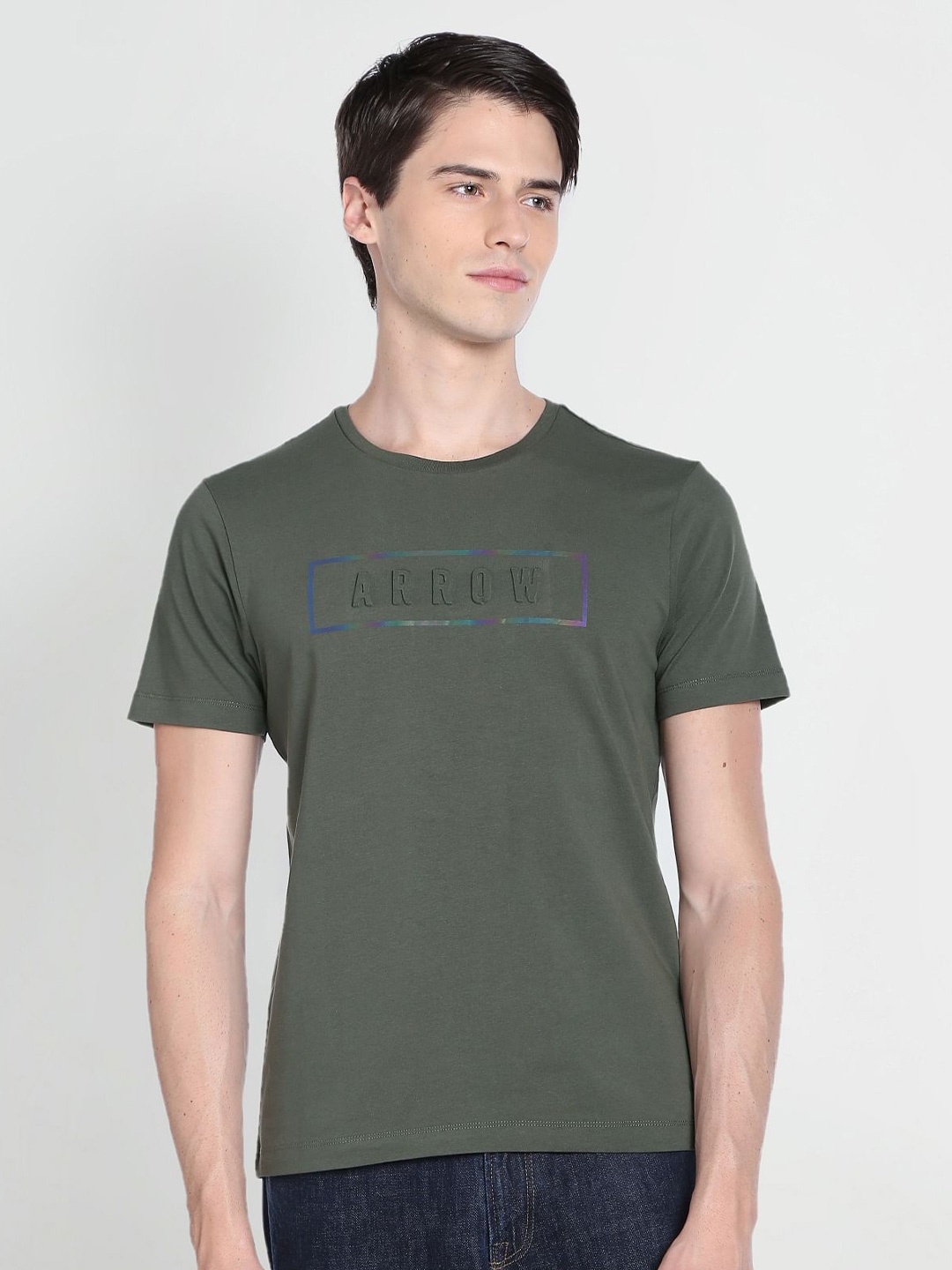 

Arrow New York Typography Printed Cotton T-shirt, Green