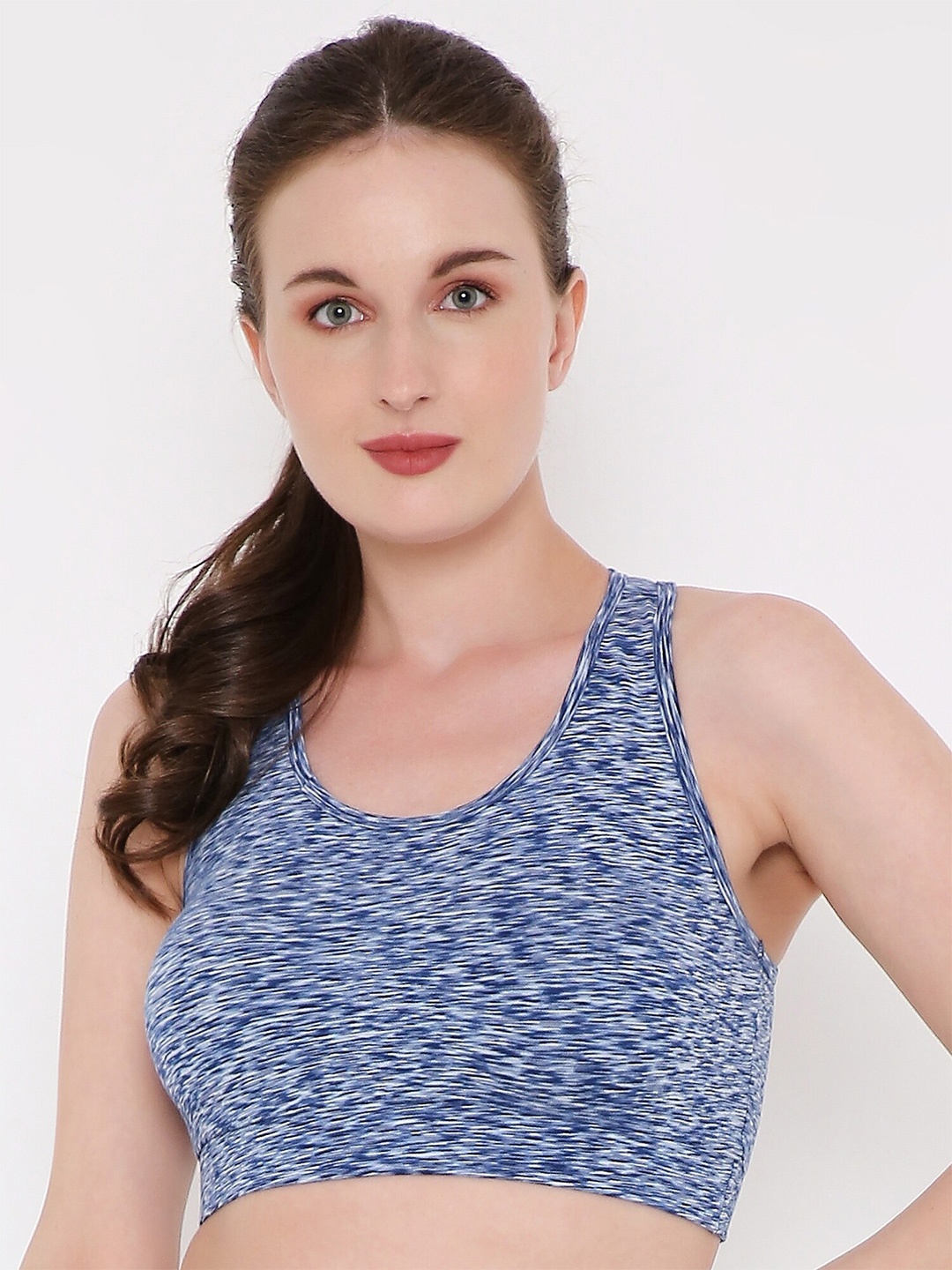 

Berrys Intimatess Abstract Removable Padding Anti Odour Anti Microbial Cotton Workout Bra, Blue