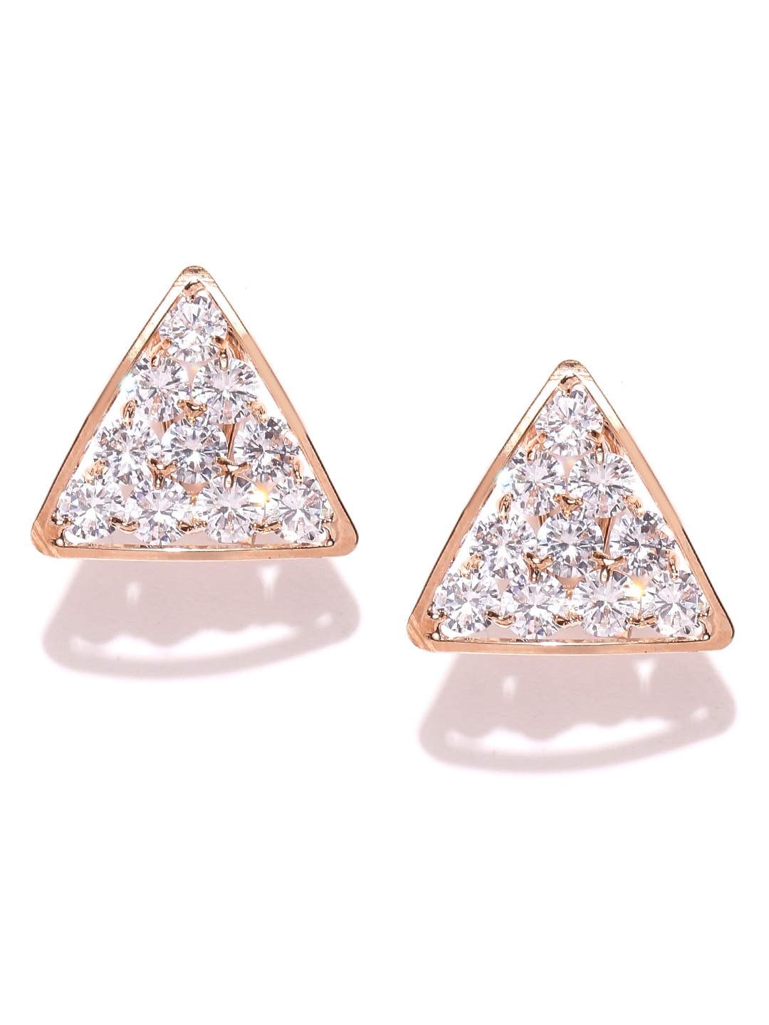 

Jewels Galaxy Off-White Gold-Plated Handcrafted Triangular Studs