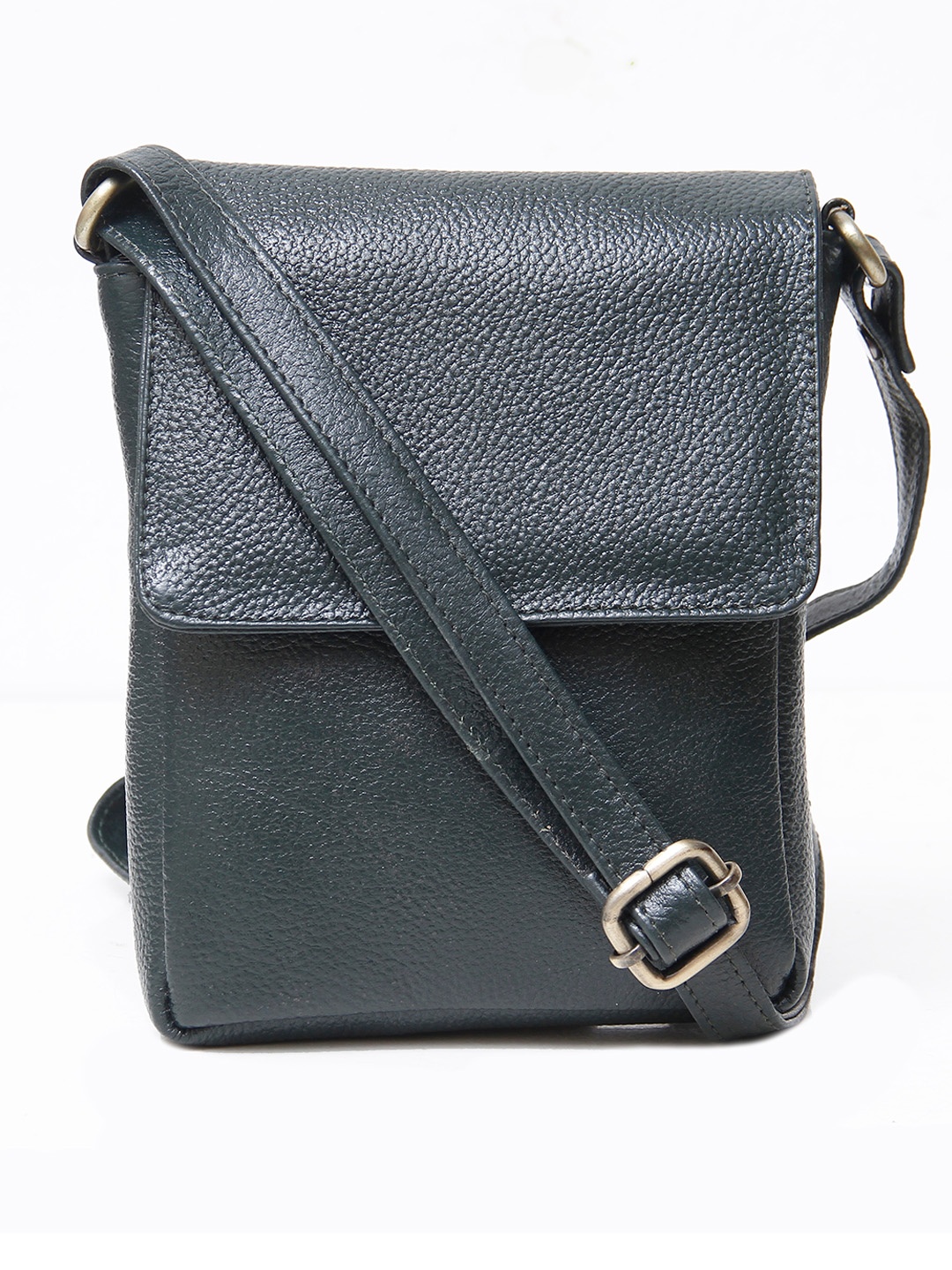 

Calvadoss Women Textured Leather Sling Bag, Green
