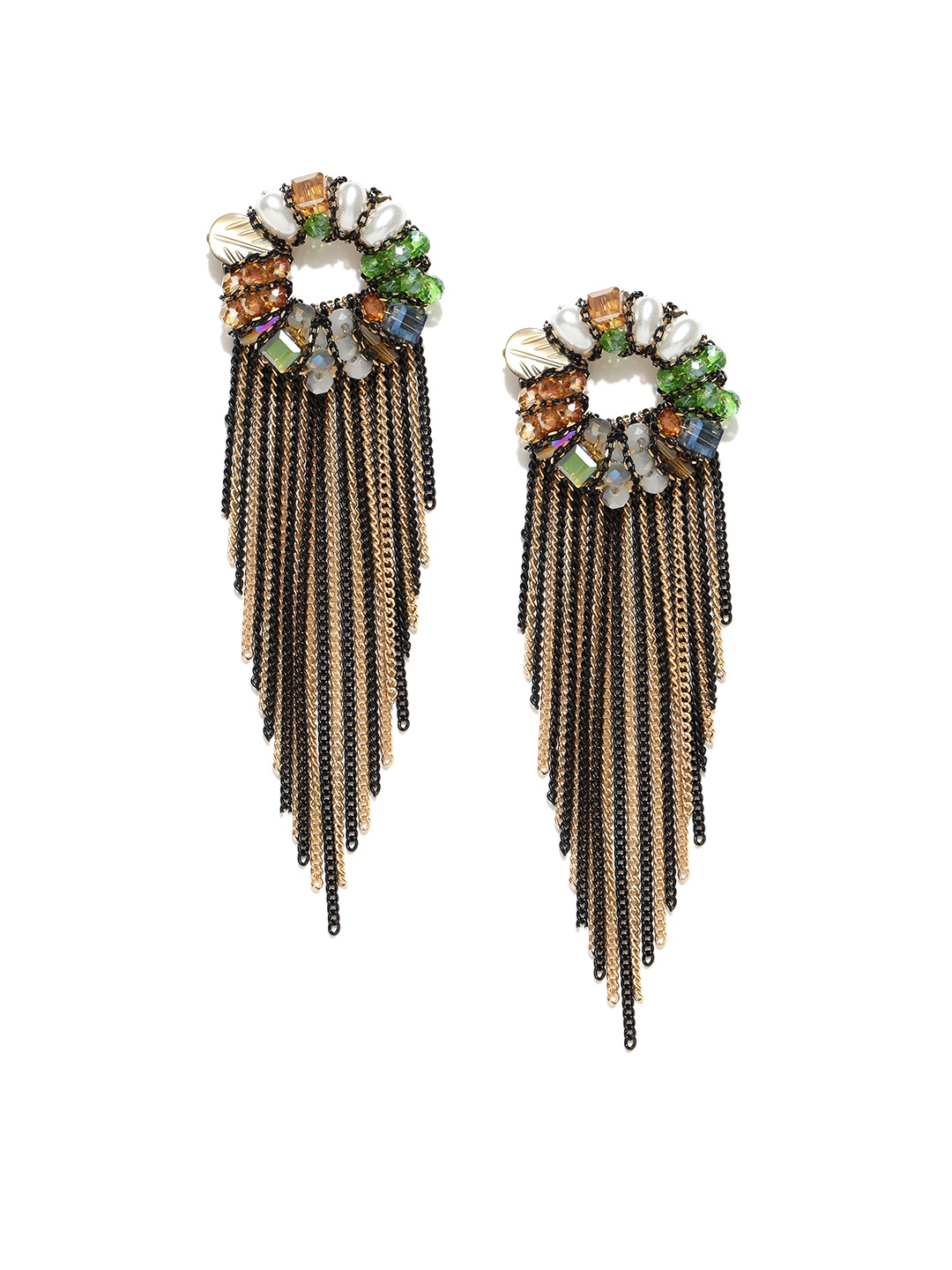 

Jewels Galaxy Multicoloured CZ Stone-Studded Handcrafted Drop Earrings, Multi