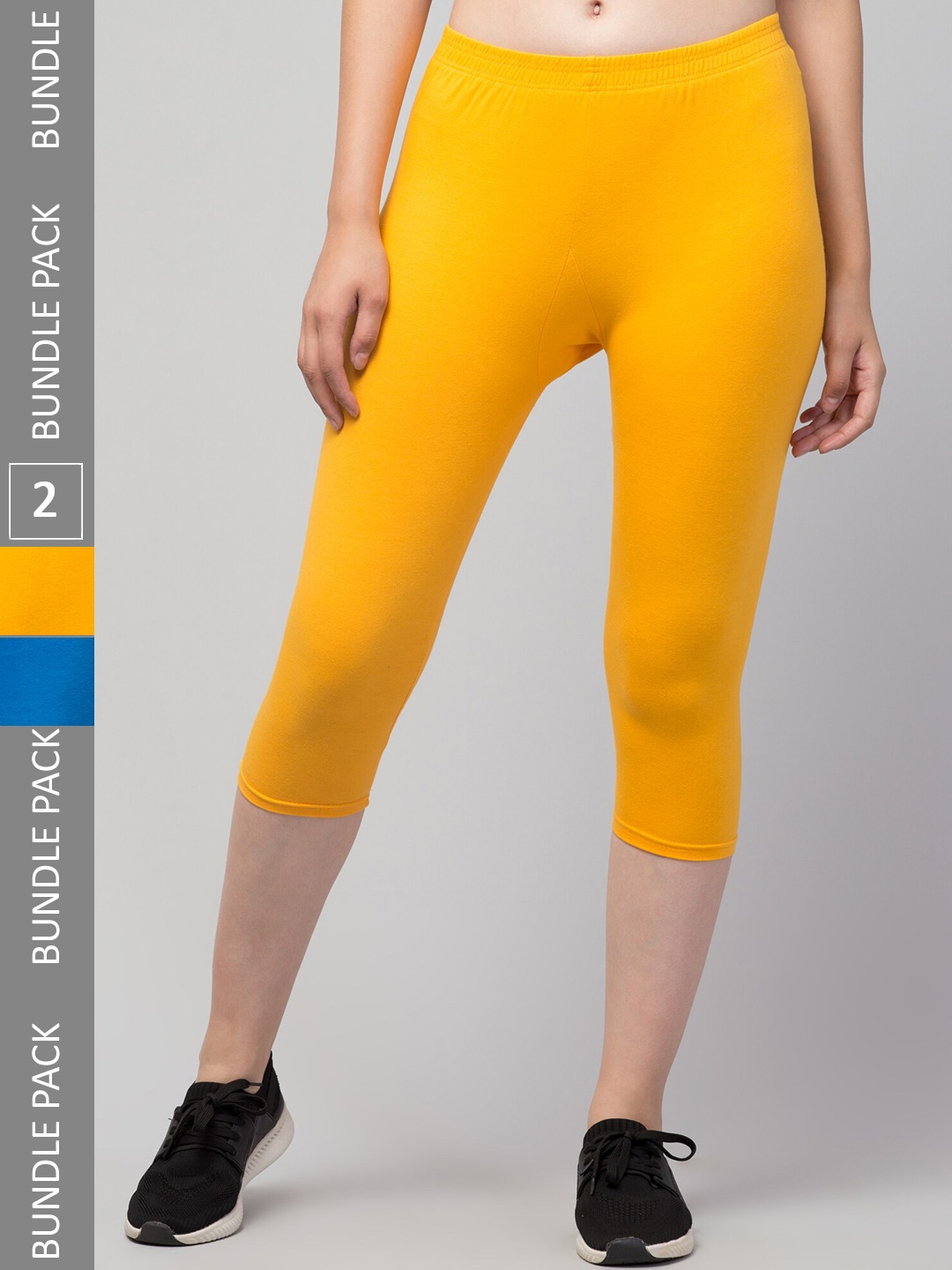 

Apraa & Parma Women Pack of 2 Mid-Rise Skinny Fit Pure Cotton Capris, Mustard