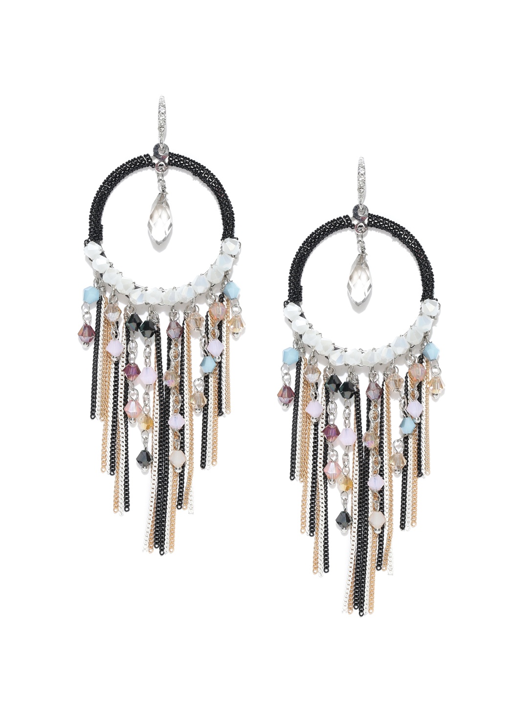 

Jewels Galaxy Multicoloured CZ Stone-Studded Handcrafted Drop Earrings, Multi
