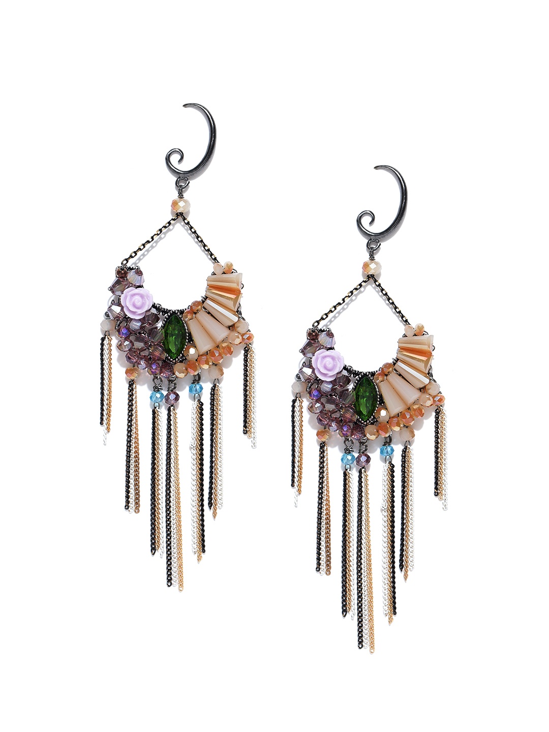 

Jewels Galaxy Multicoloured Silver-Plated Handcrafted Tasselled Earrings, Multi