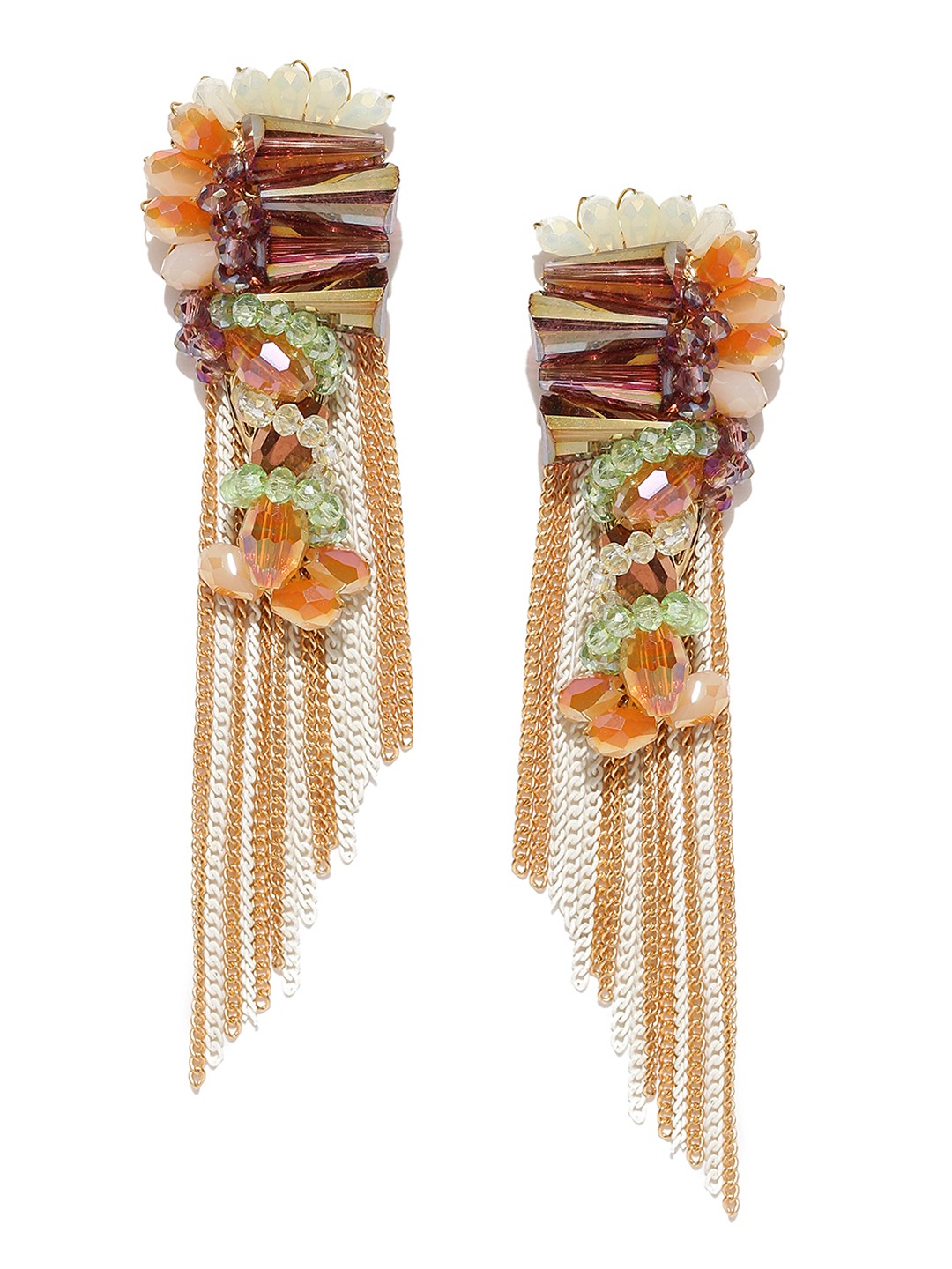 

Jewels Galaxy Multicoloured Gold-Plated Handcrafted Contemporary Drop Earrings