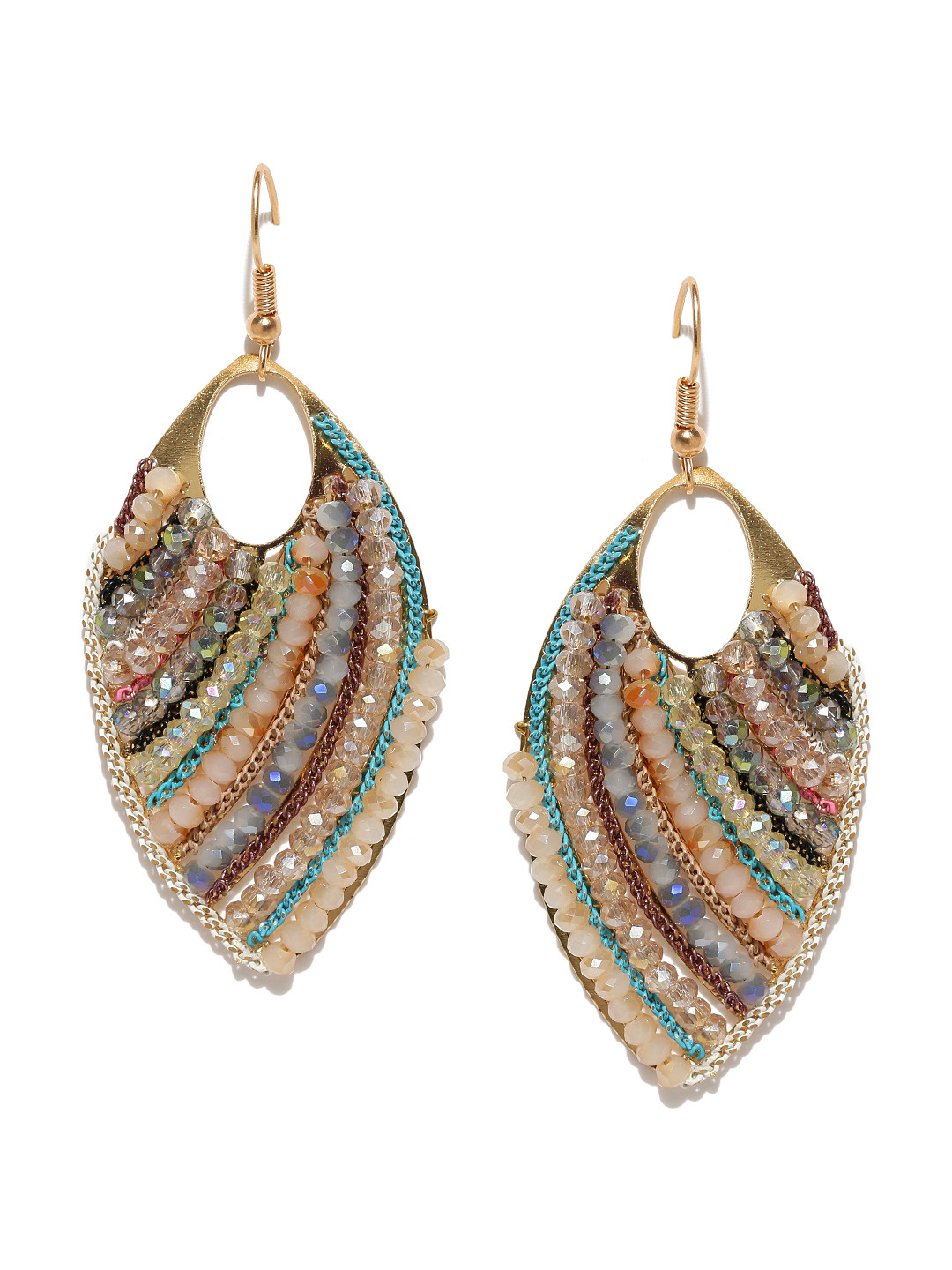

Jewels Galaxy Multicoloured Gold-Plated Handcrafted Contemporary Drop Earrings