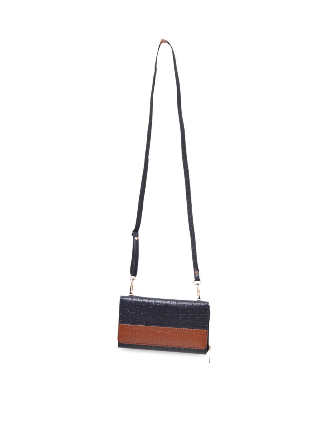 

Calvadoss Textured Leather Structured Sling Bag, Black
