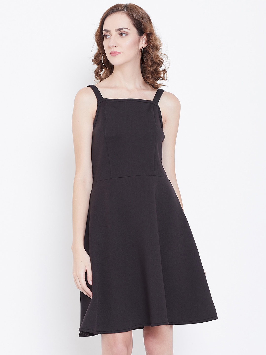 

DODO & MOA Shoulder Strap Fit & Flare Dress, Black