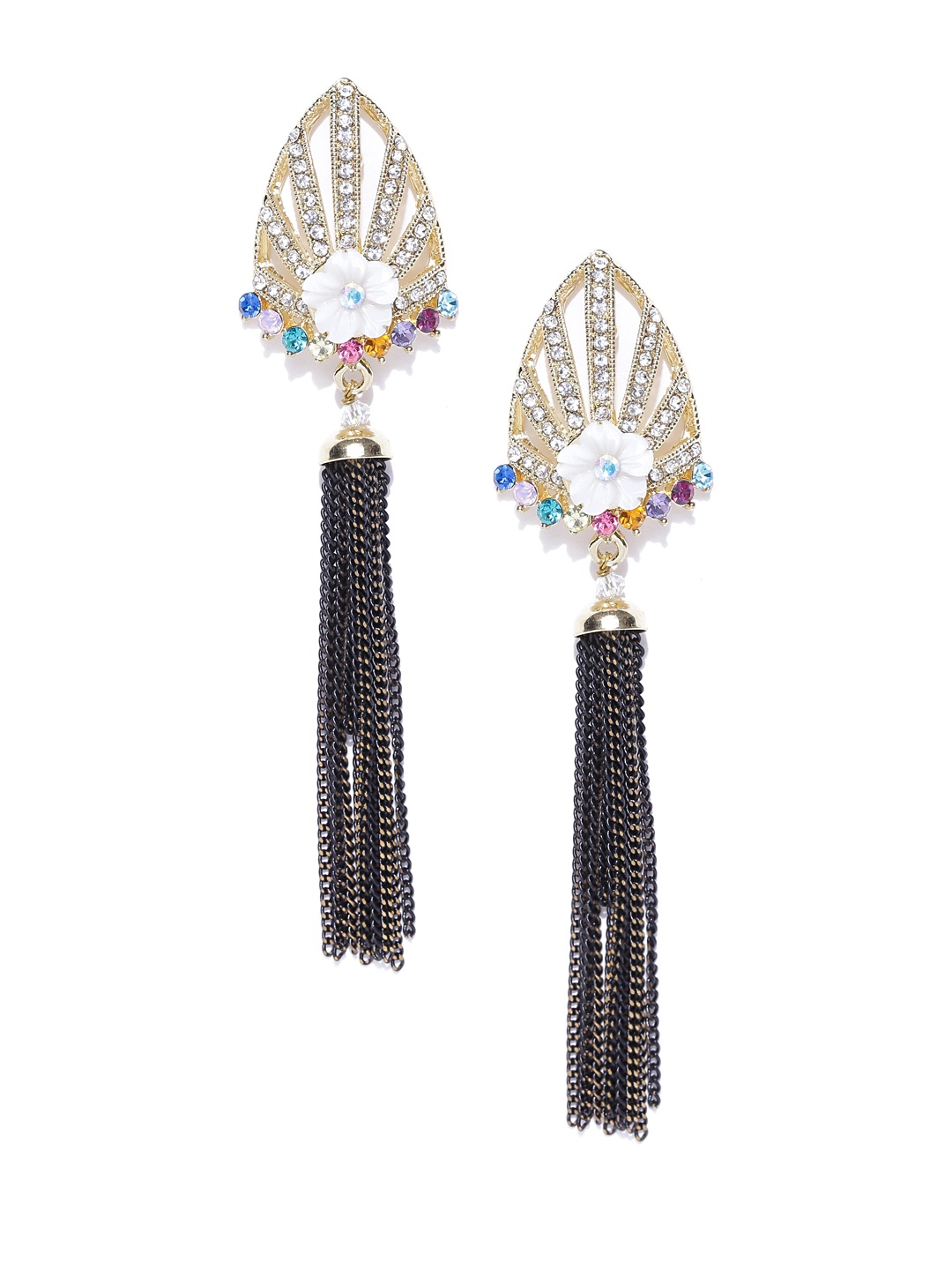 

Jewels Galaxy Multicoloured Gold-Plated Handcrafted Contemporary Drop Earrings, Multi