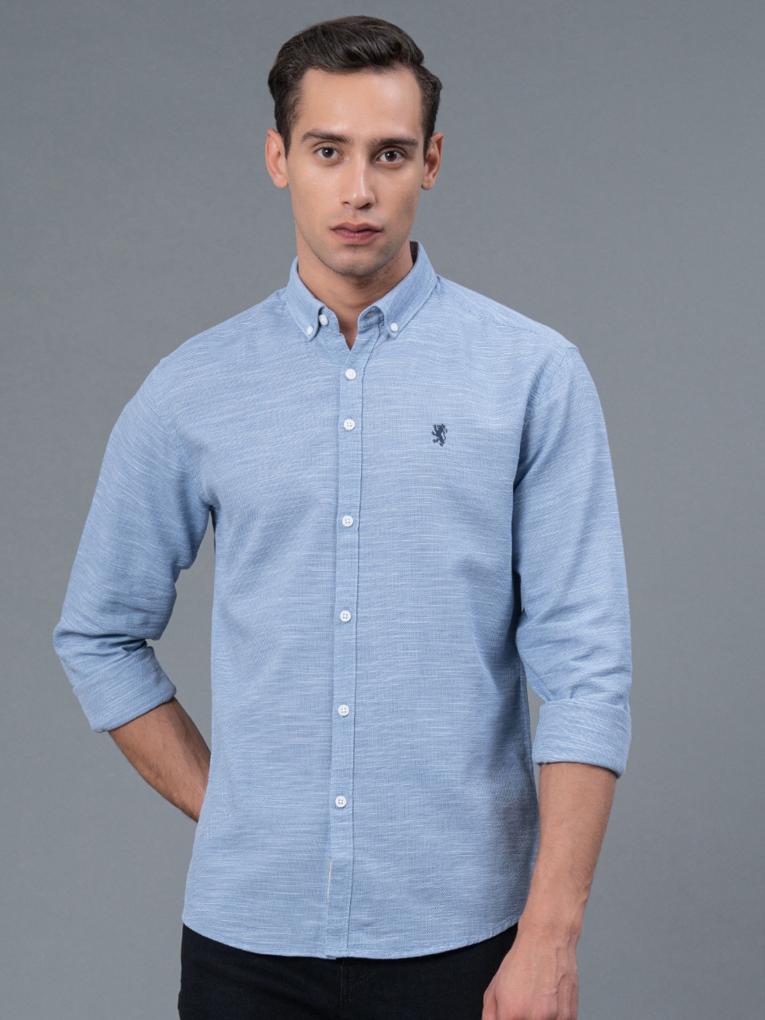 

Red Tape Button-Down Collar Regular Fit Pure Cotton Casual Shirt, Blue