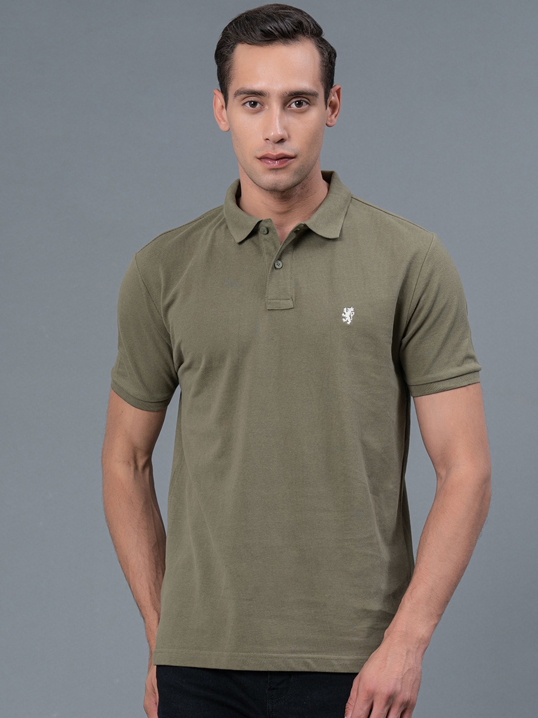 

Red Tape Polo Collar Pure Cotton T-shirt, Olive
