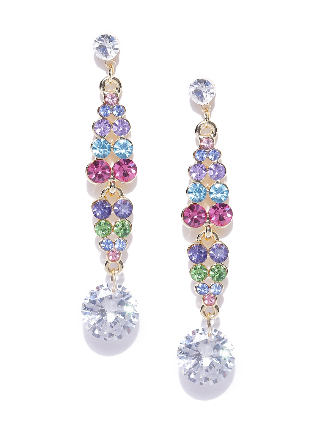 

Jewels Galaxy Multicoloured Rose Gold-Plated Handcrafted Contemporary Drop Earrings, Multi