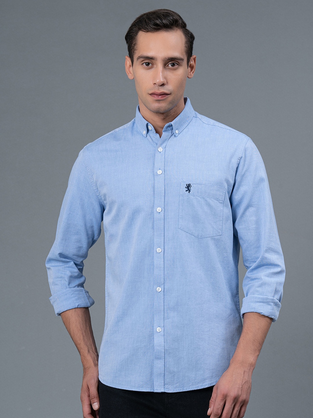 

Red Tape Button Down Collar Cotton Casual Shirt, Blue