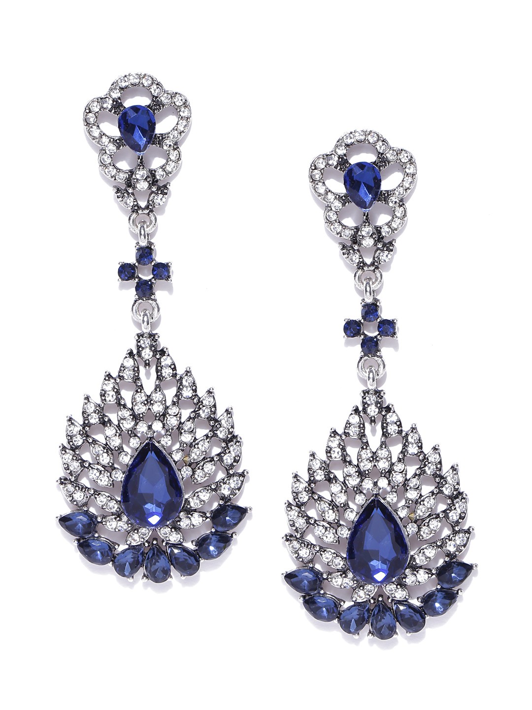 

Jewels Galaxy Navy Silver-Plated Handcrafted Contemporary Drop Earrings