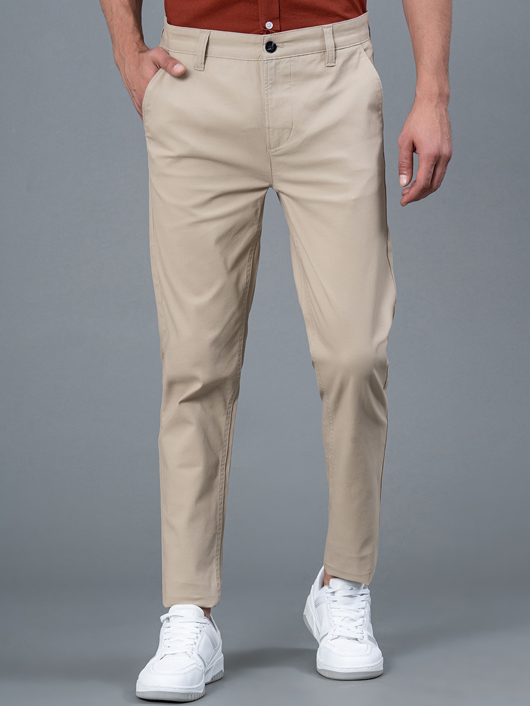 

Red Tape Men Mid-Rise Skinny Fit Chinos Trousers, Beige