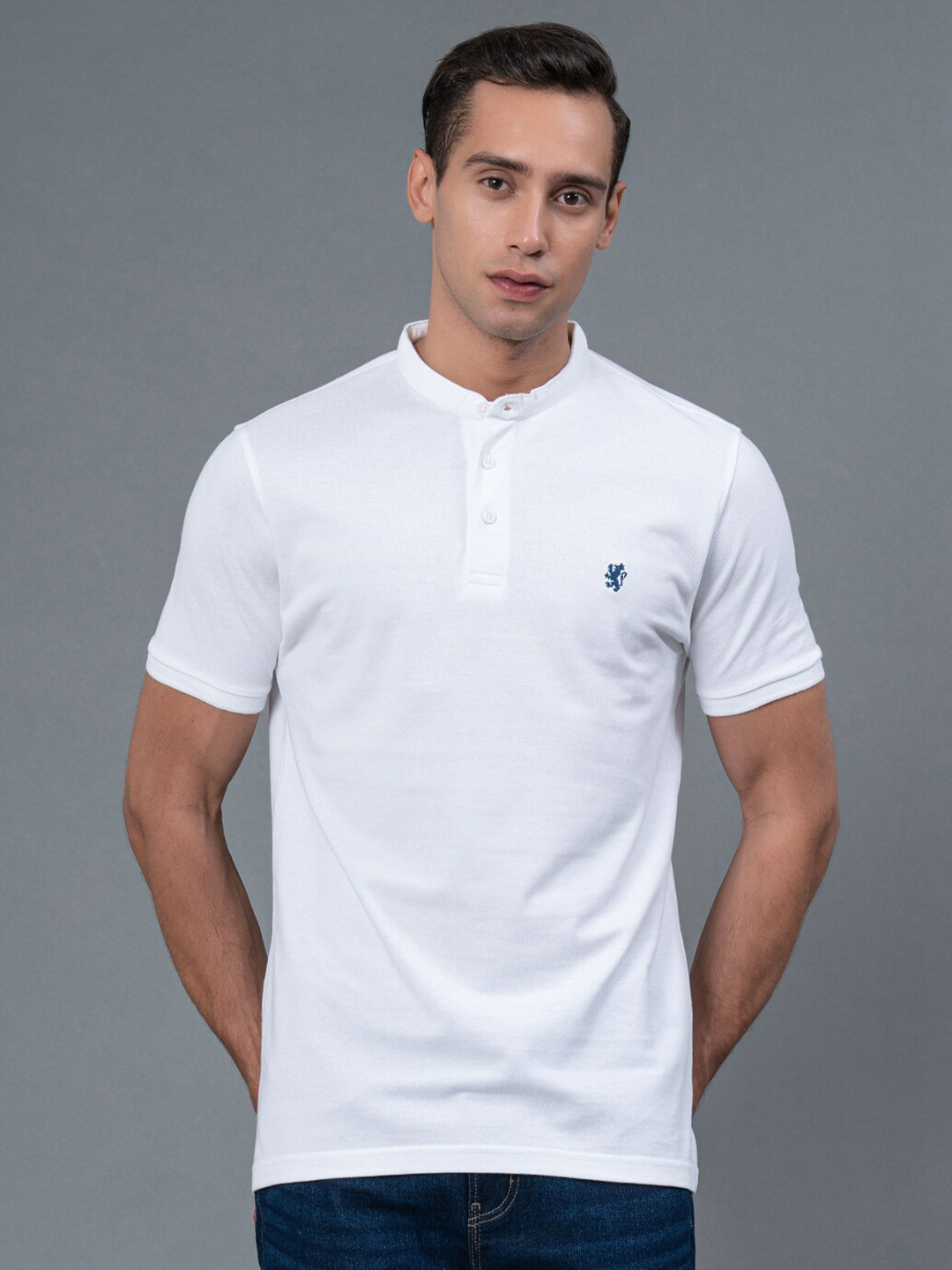 

Red Tape Henley Neck Pure Cotton T-shirt, White