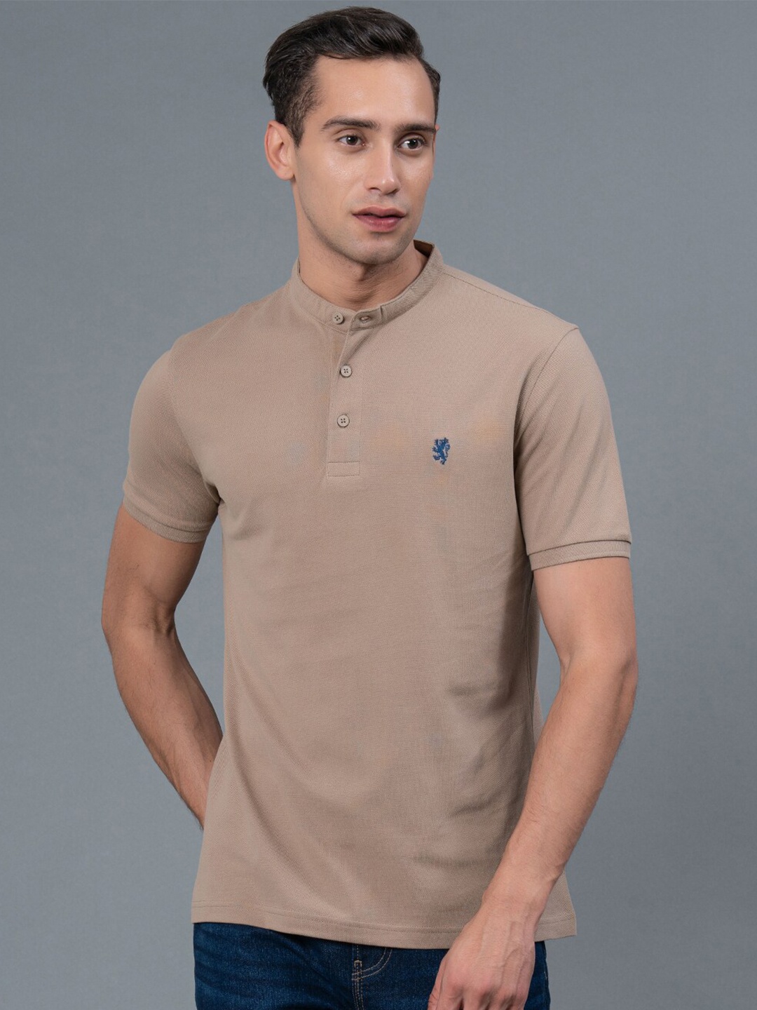 

Red Tape Henley Neck Pure Cotton T-Shirt, Beige