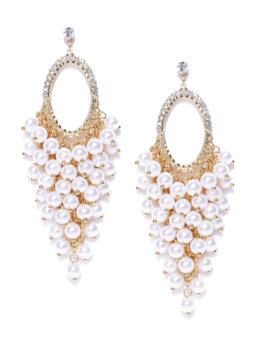

Jewels Galaxy Off-White Gold-Plated Handcrafted Contemporary Drop Earrings