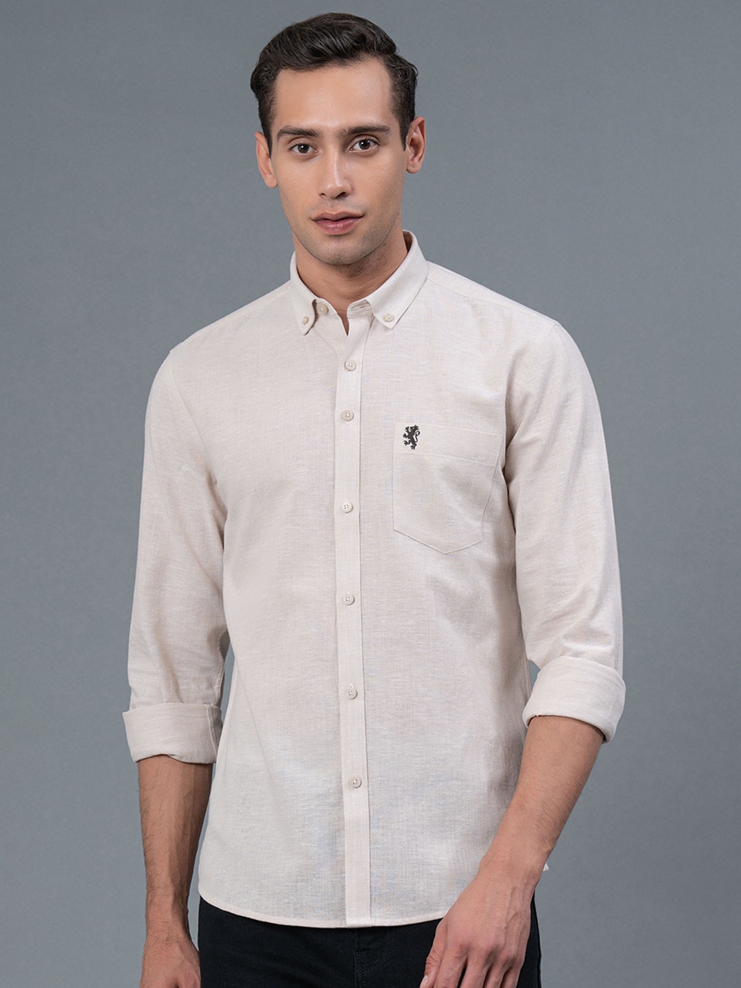 

Red Tape Button-Down Collar Linen Casual Shirt, Beige