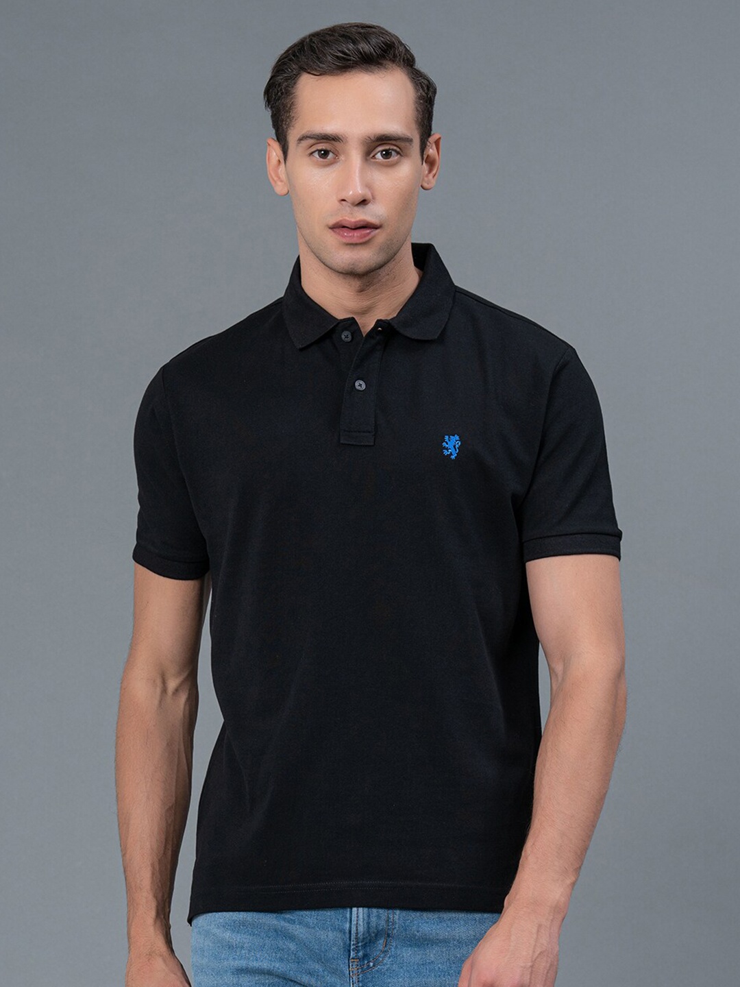 

Red Tape Polo Collar Pure Cotton T-Shirt, Black