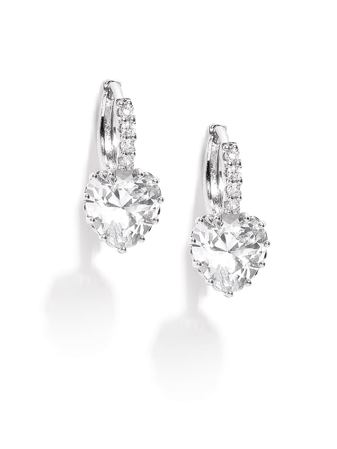 

Jewels Galaxy Silver-Plated Handcrafted Heart Shaped Hoop Earrings
