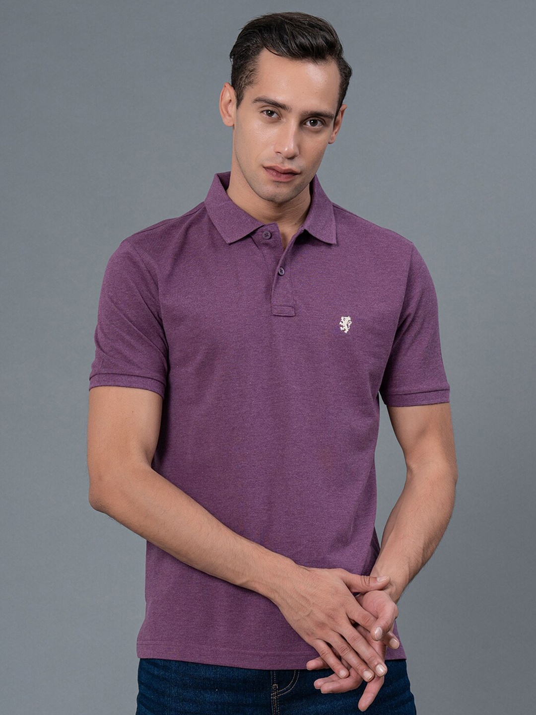 

Red Tape Regular Fit Melange Polo Collar T-Shirt, Purple