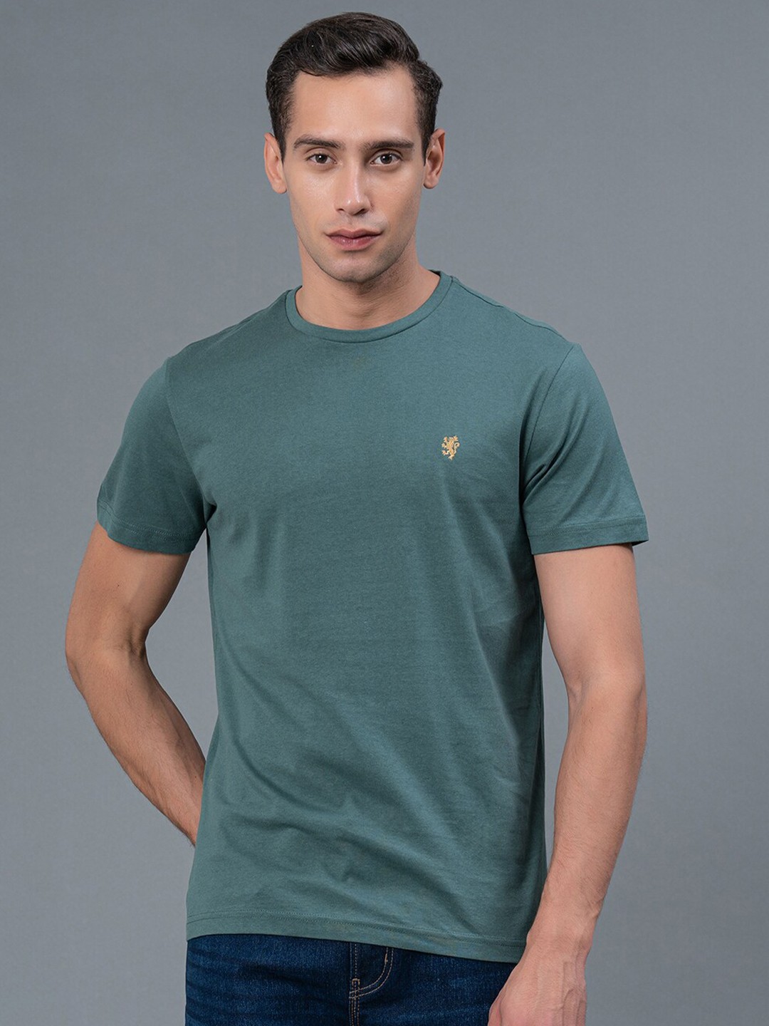 

Red Tape Round Neck Pure Cotton T-shirt, Green