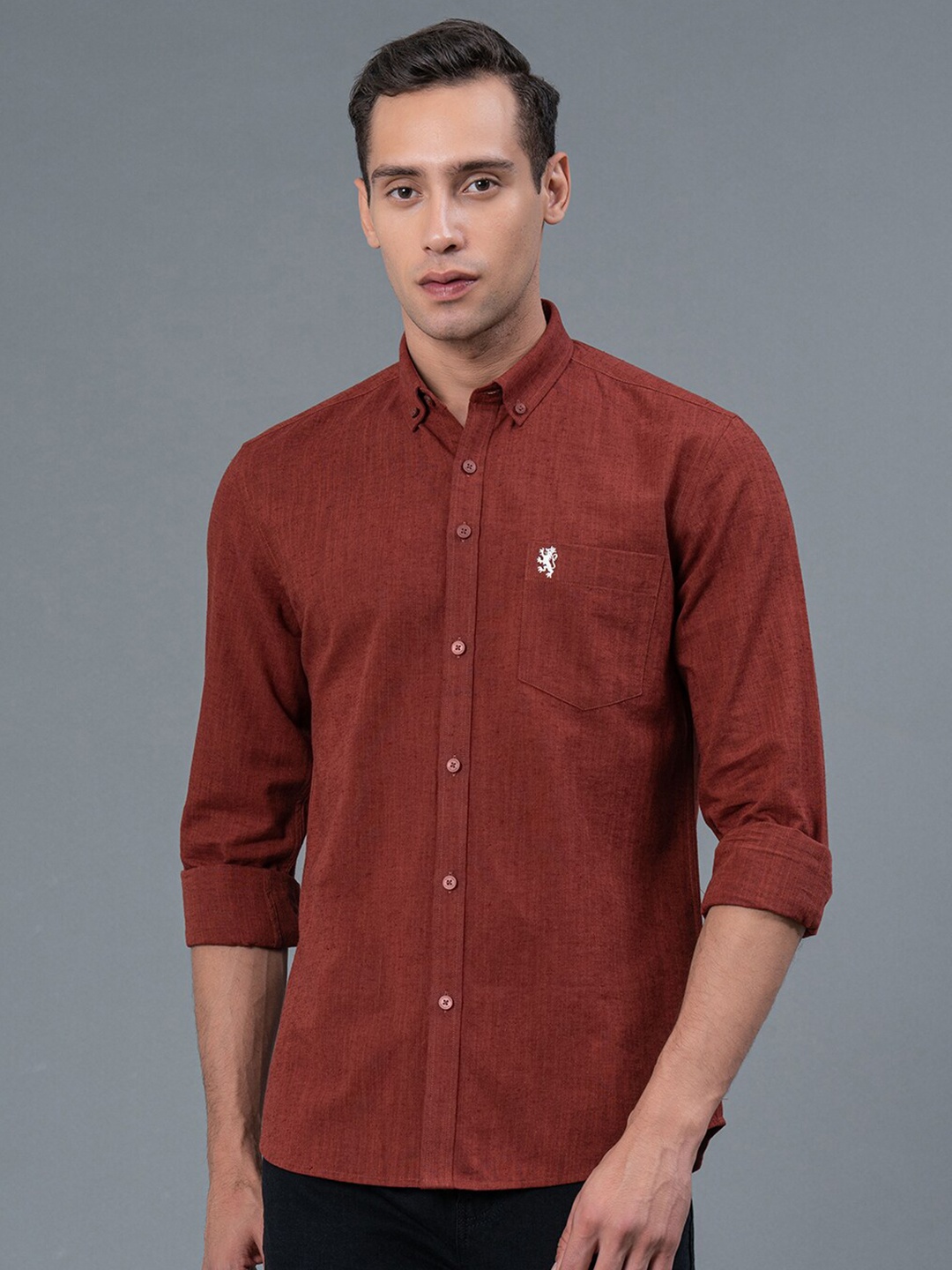 

Red Tape Regular Fit Button-Down Collar Casual Shirt, Rust