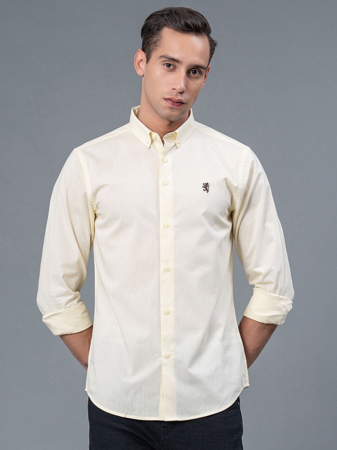 

Red Tape Button Down Collar Cotton Casual Shirt, Yellow