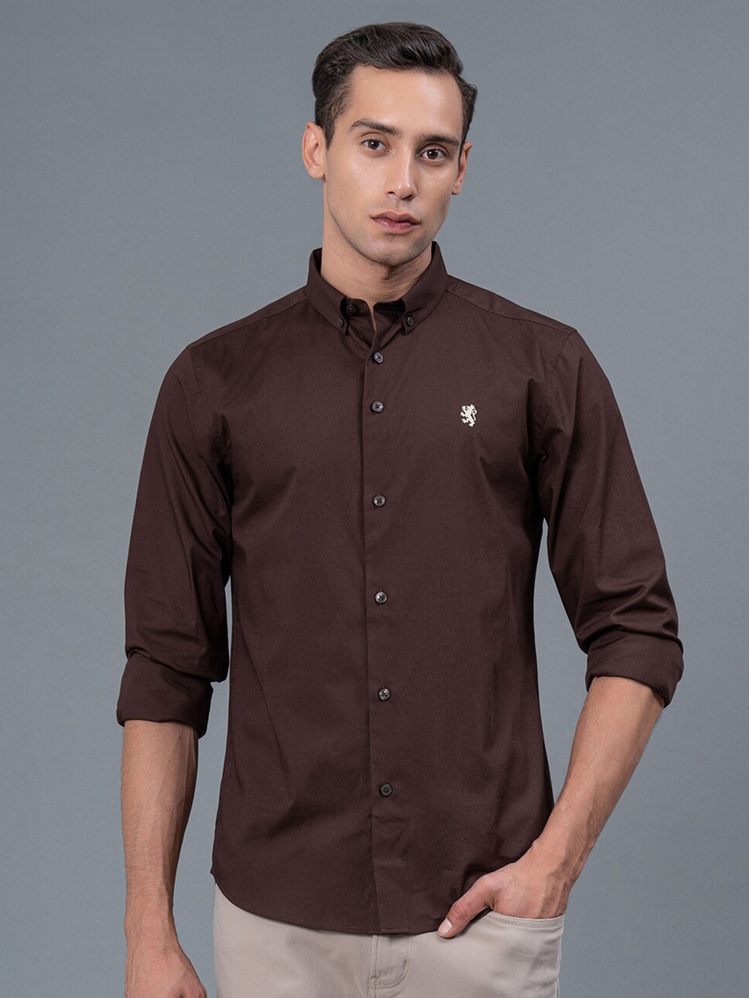 

Red Tape Men Casual Pure Cotton Solid Cotton Shirt, Brown