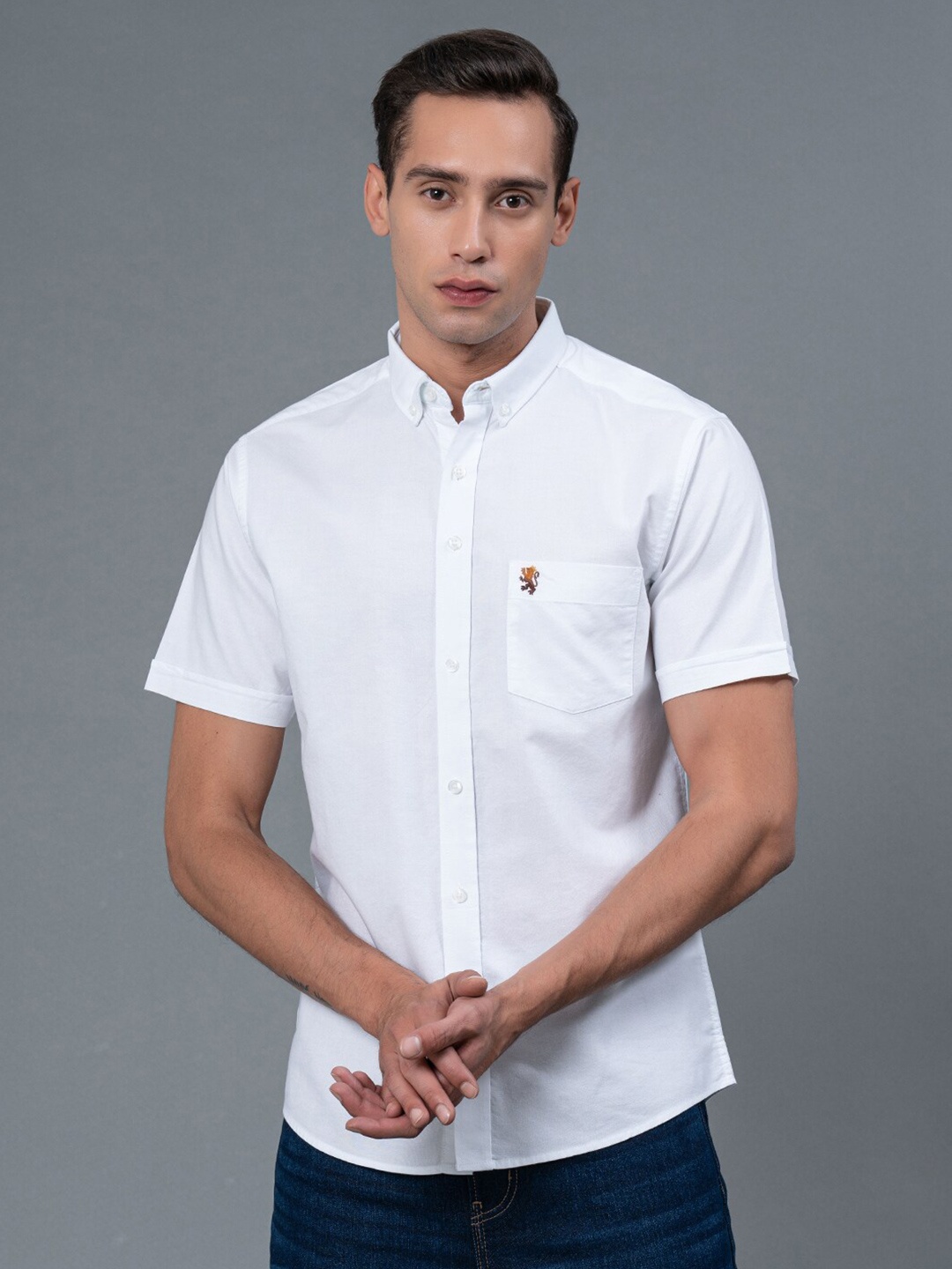 

Red Tape Button Down Collar Cotton Casual Shirt, White