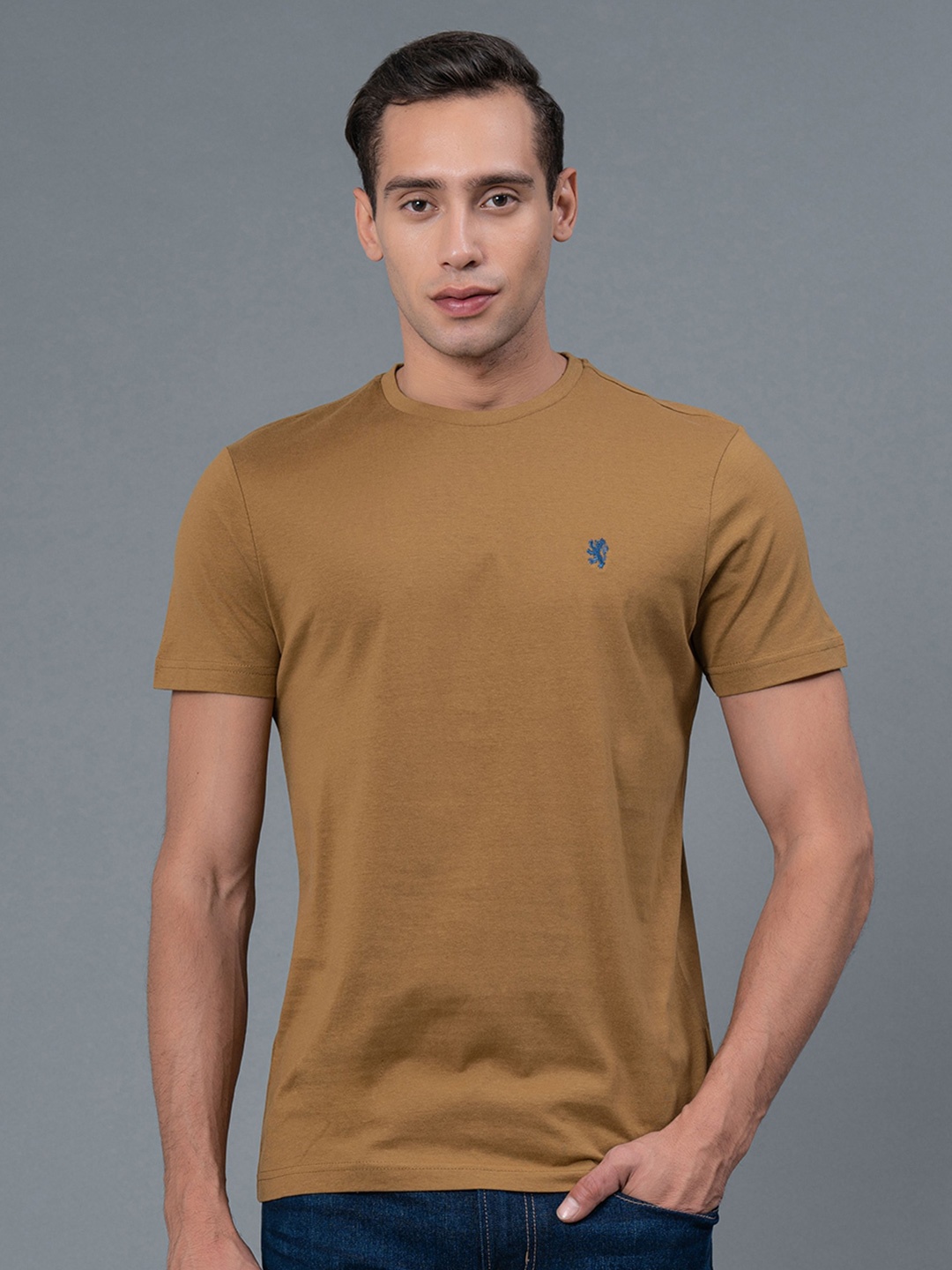 

Red Tape Round Neck Short Sleeve Pure Cotton T-shirt, Brown